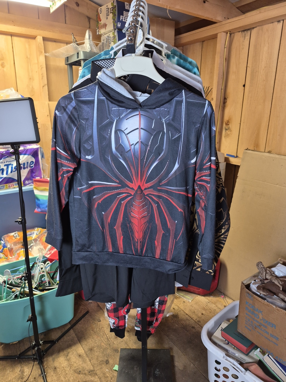 Kids Black & Red Spider Graphic Hoodie Bin 67